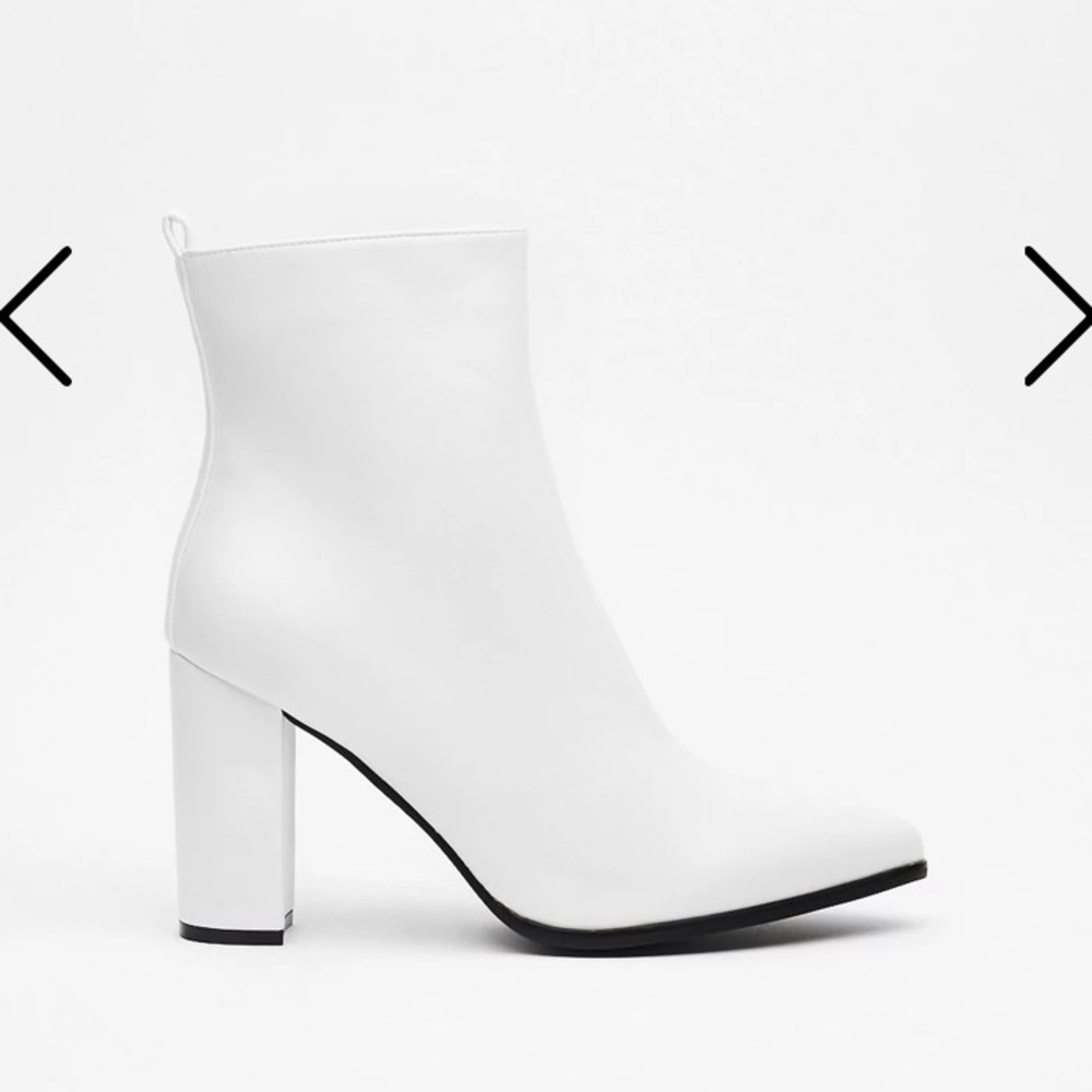 Faux leather pointed high ankle boots